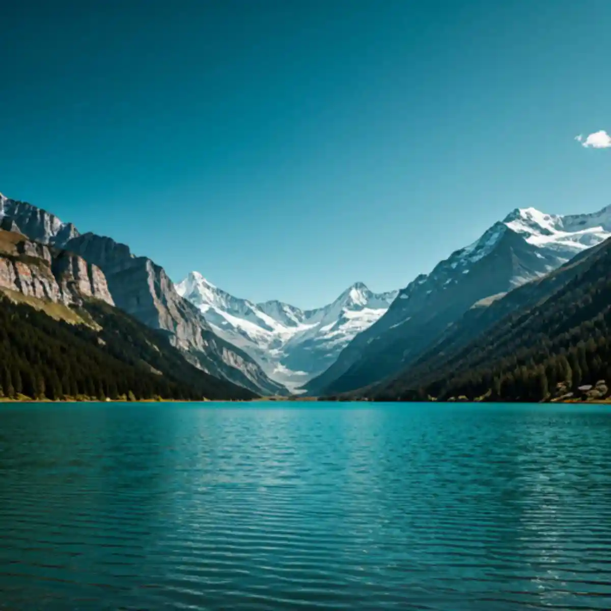 Swiss alpine lake landscape